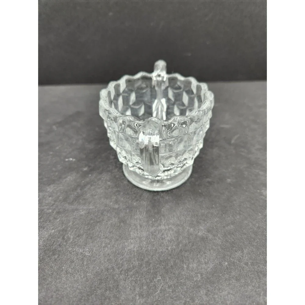 Vintage Fostoria American Glass Cubist Tea Cream and Sugar‎ Set Rare small size